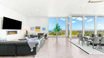 TV, fireplace, offices