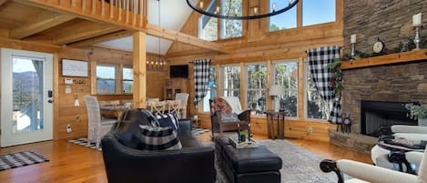 TV, fireplace