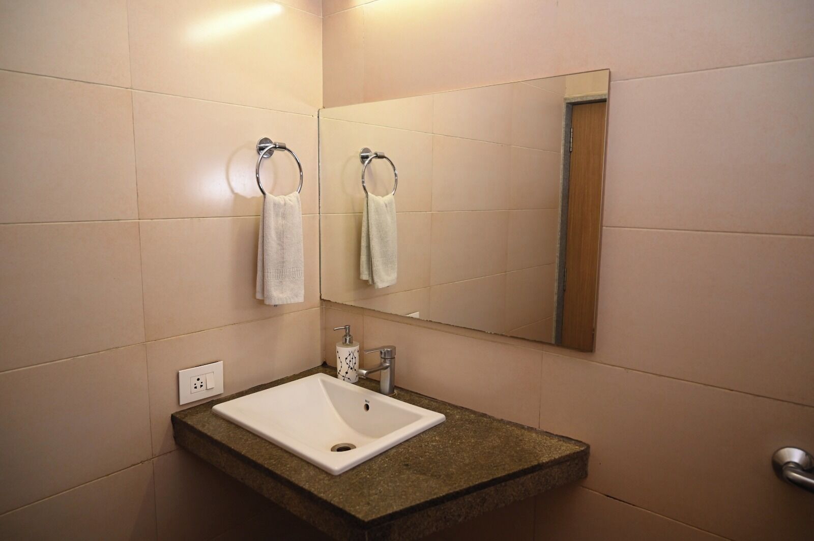 Shower, towels, soap, shampoo