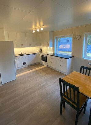 Fridge, oven, dishwasher, coffee/tea maker
