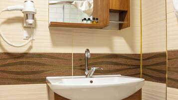 Family Apartment, Mountain View | Bathroom | Shower, hair dryer, slippers, towels