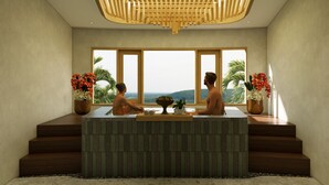 Sauna, bañera de hidromasaje, baño turco, masajes con piedras calientes 