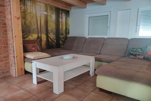 Smart-TV, Kamin, DVD-Player, Bücher