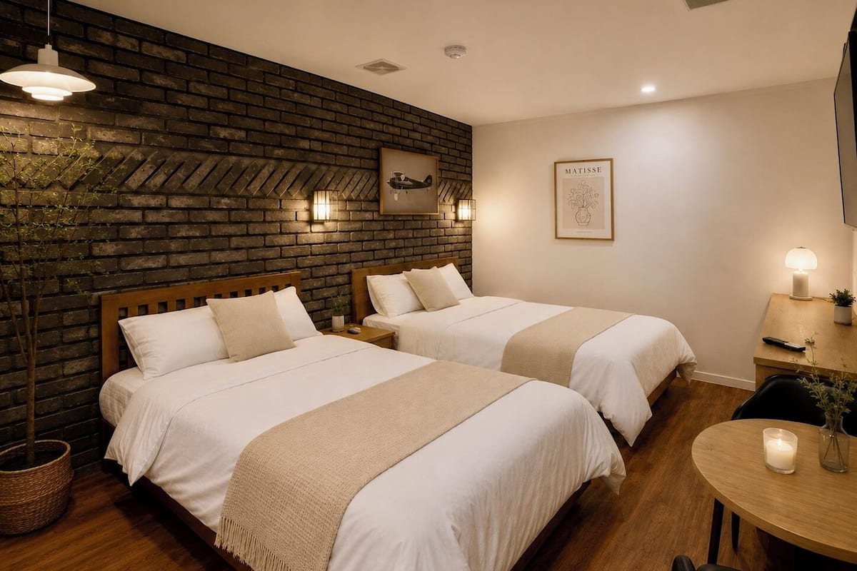 Family Double or Twin Room, Non Smoking | Desk, WiFi (free), bed sheets
