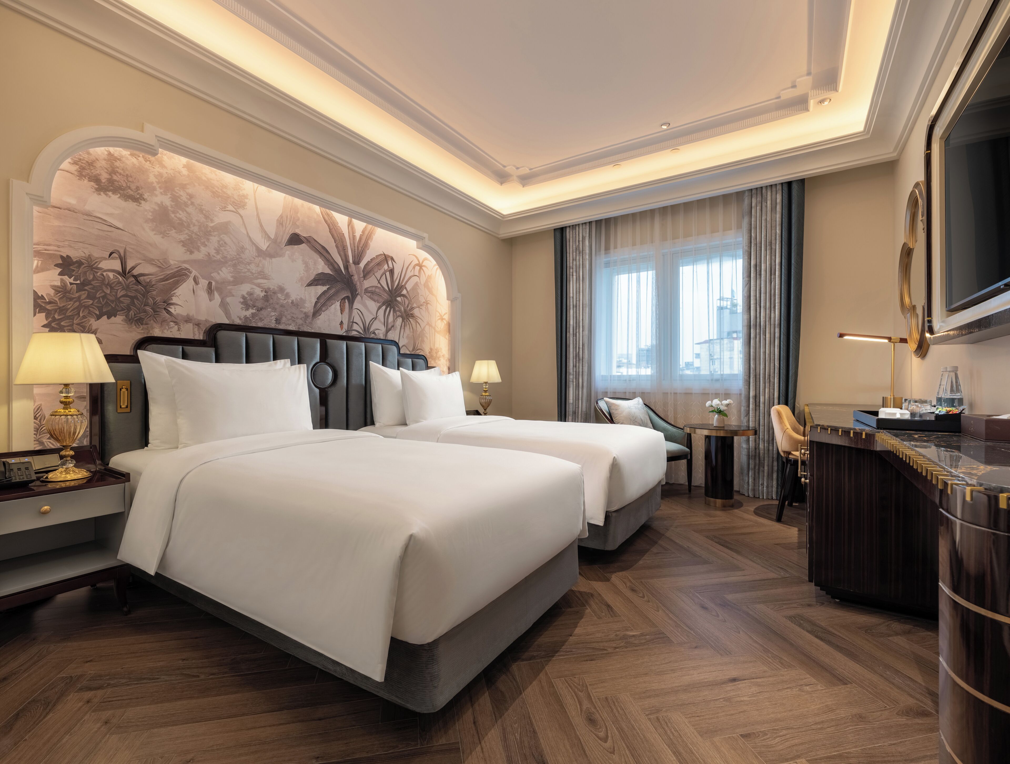 Premium Twin Old Quarter View room | Camas com colchões de espuma com sistema de memória, frigobar