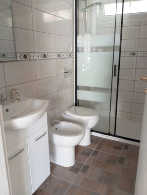 Estudi estàndard | Bany | Dutxa, capçal de dutxa tipus cascada, bidet i tovalloles 