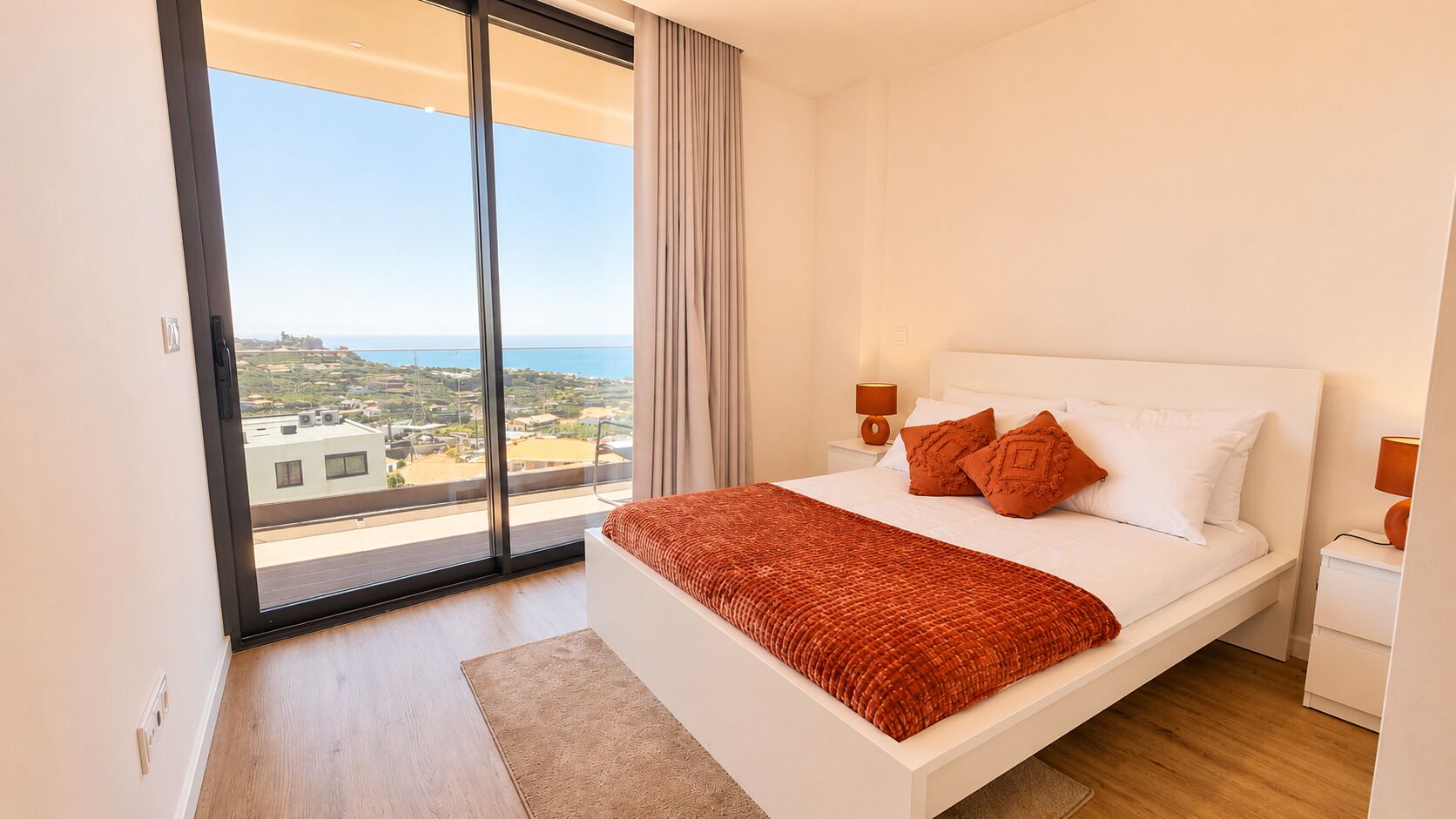 Appartement, balcon, vue ville