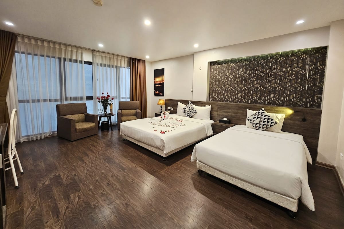 Family Triple Room | Hypo-allergenic bedding, down duvets, desk, laptop workspace