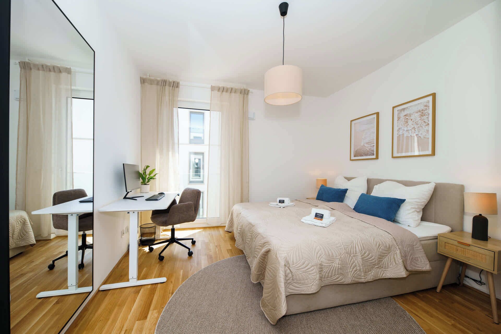 Desk, iron/ironing board, travel crib, WiFi