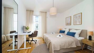 Desk, iron/ironing board, travel crib, WiFi