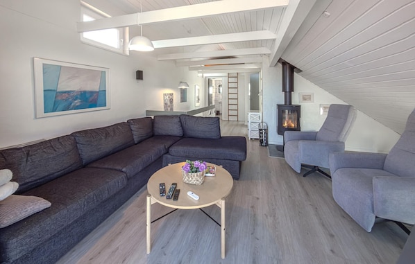 TV, fireplace - Stunning home in Glesborg with sauna (Glesborg)
