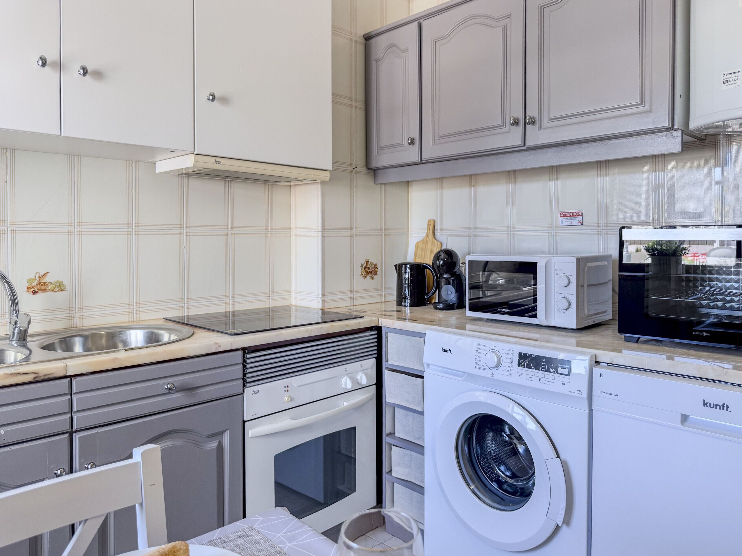 Fridge, microwave, oven, dishwasher