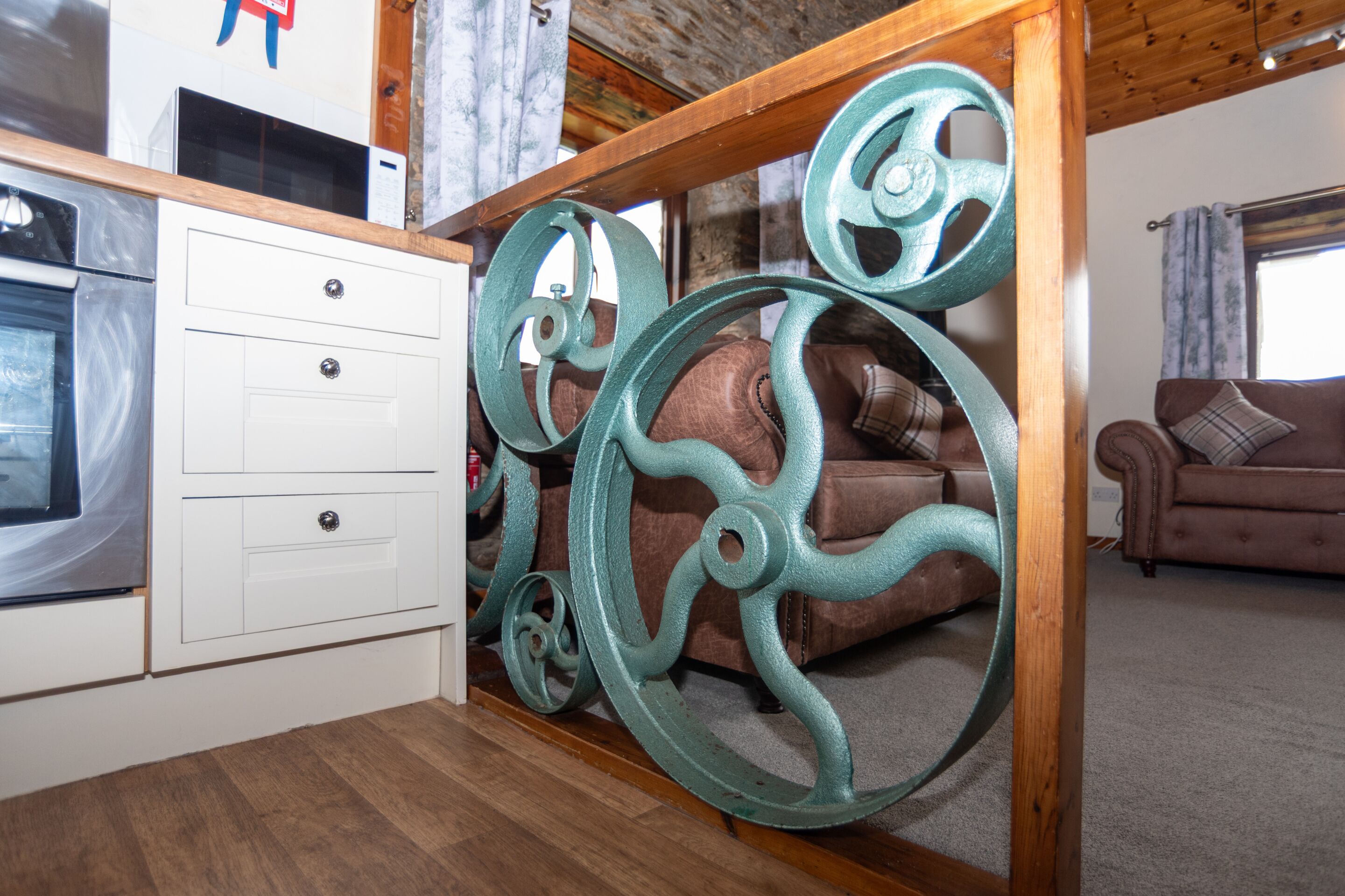 Unique original mill feature, celebrating the heritage and charm of this beautifully converted countryside cottage at Old Mill Cottages