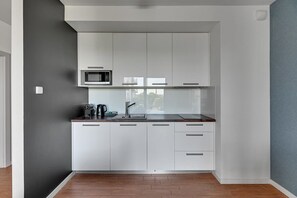 Coffee/tea maker, fridge, microwave, stovetop - Nowa Motława F22 | River View | City Center (Gdańsk)