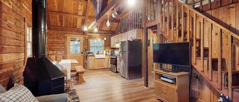 TV, fireplace
