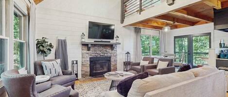 TV, fireplace, offices