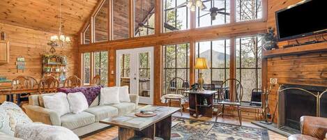 TV, fireplace, offices