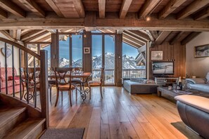 Luxury Penthouse, Balcony, Mountain View | Living area - La Forêt du Praz (Courchevel)