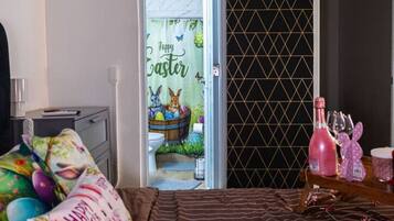 Desk, iron/ironing board, travel crib, WiFi (free)