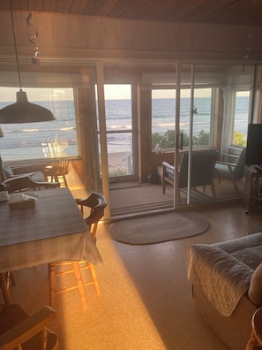 Living area - Cozy beachfront ocean home (Wells)