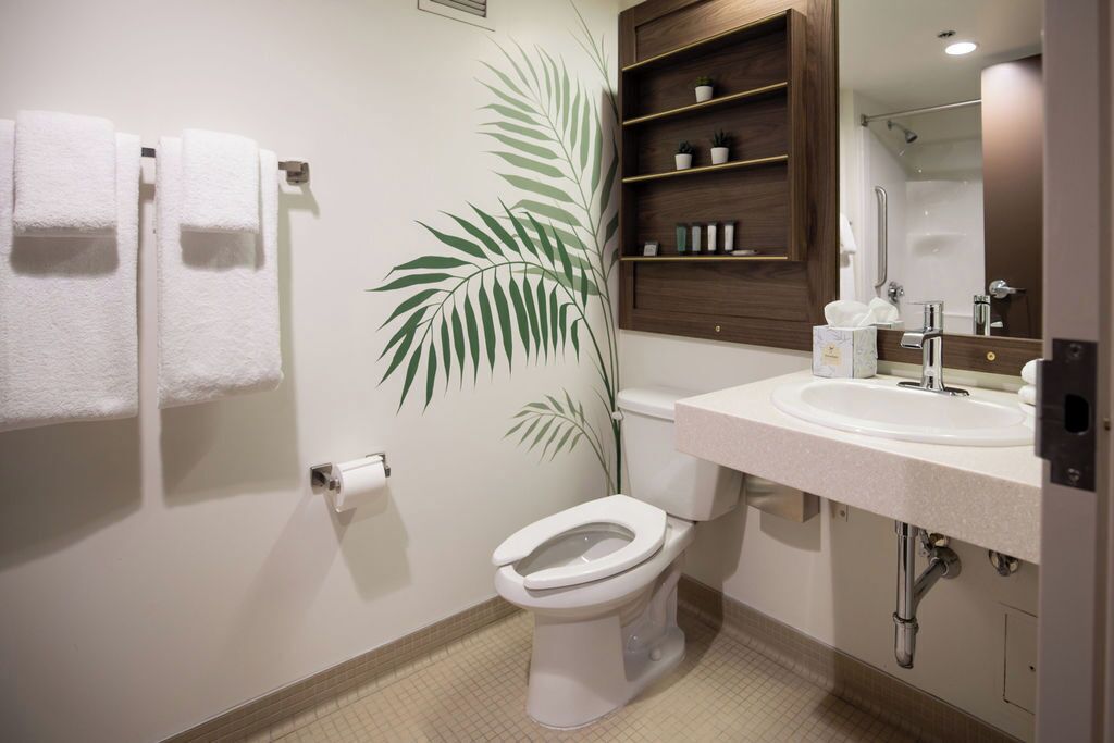 Combined shower/tub, eco-friendly toiletries, hair dryer, bathrobes