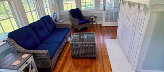 The Country Farmhouse offers five bedrooms and is located in peaceful location.