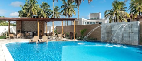 Indoor pool, open 9:00 AM to 6:30 PM, pool umbrellas, sun loungers