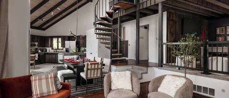 TV, fireplace, offices