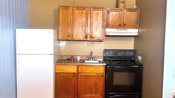 Fridge, microwave, dining tables
