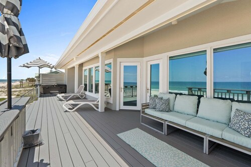Luxurious Gulf-front home, private beach access, hot tub, expansive beach deck!
