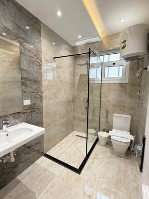 Shower, towels - VESTA  - Luxury APT - 3BR - South Teseen (II) (New Cairo City)
