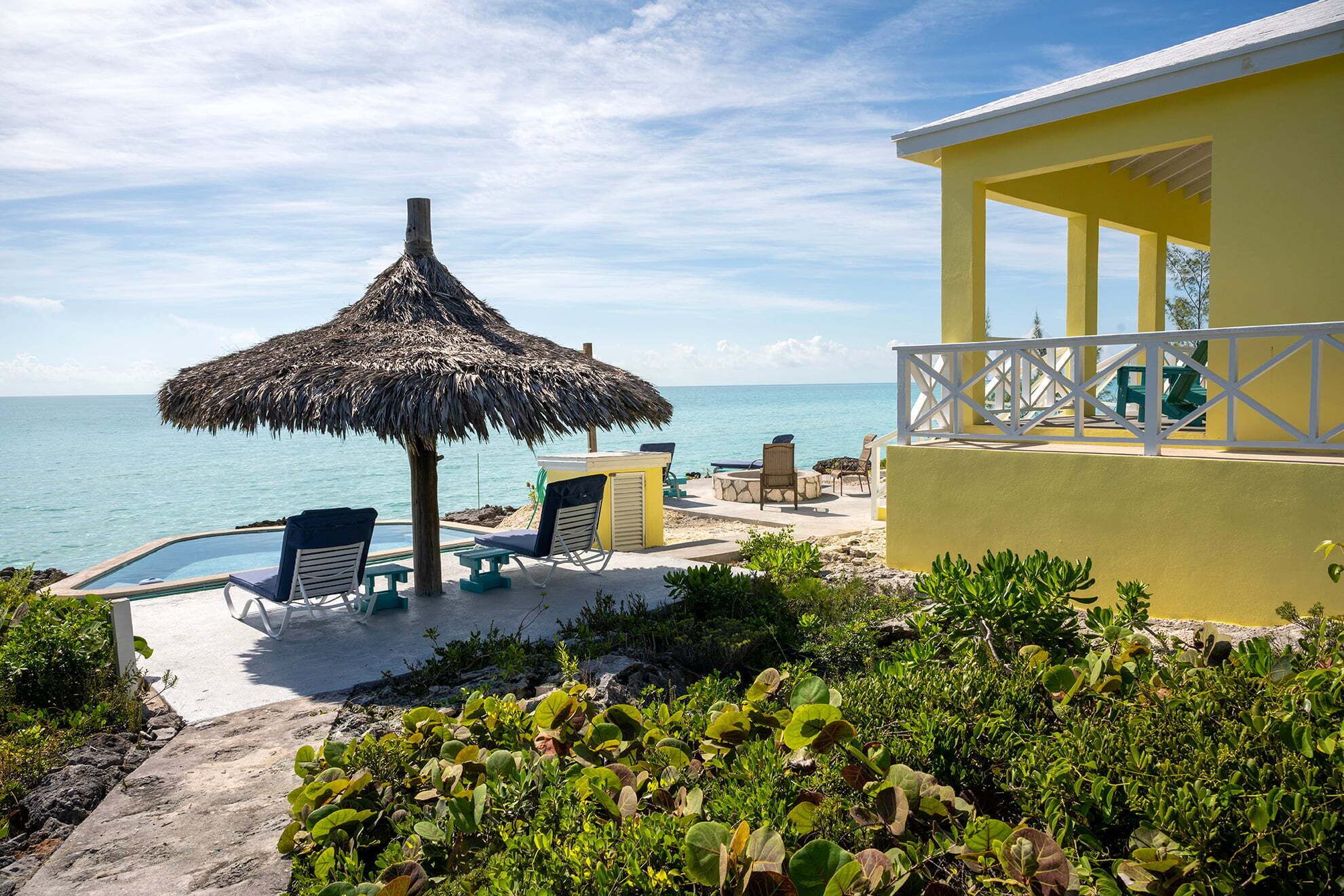 Welcome to Tranquilville!  Our private sea-front plunge pool measures 10 x 16 feet.
