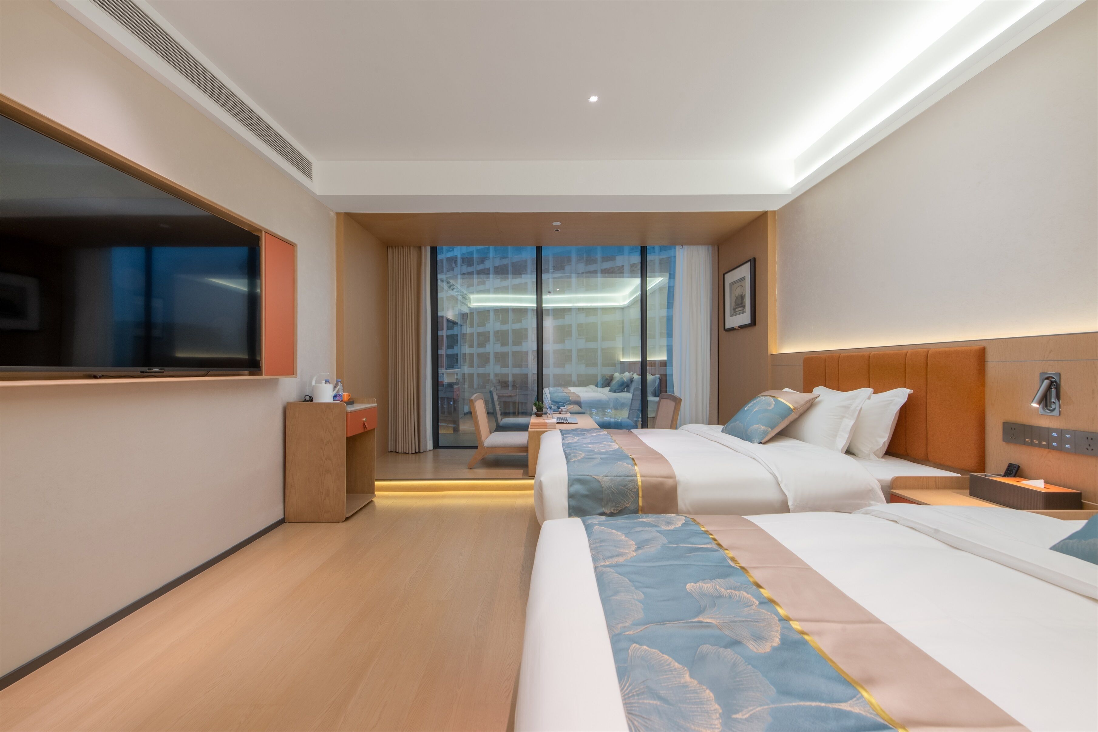 Quarto duplo superluxo, vista para a cidade | Roupas de cama de algodão egípcio, roupas de cama premium