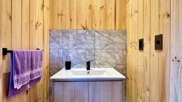 Shower, hair dryer, soap