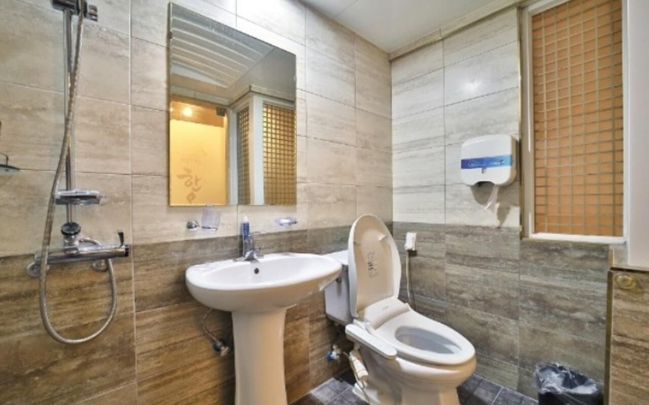 Shower, free toiletries, hair dryer, bidet