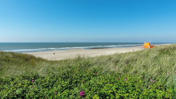 På stranden