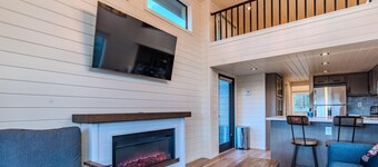 Spruce Cabin | Roof Top Deck - Spacious Floor Plan, Modern Look, Sleeps 5 with separate bedroom, full kitchen and second story viewing deck.