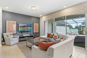 Townhome, Multiple Beds, Pool View (The Azure Retreat) | Living area - The Azure Retreat at Solterra (Davenport)