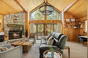TV, fireplace - Champagne Wishes and Cabin Dreams | Hot Tub, Decks (Big Bear Lake)