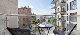 Beige and Pink Apartment | Balcony | Desk