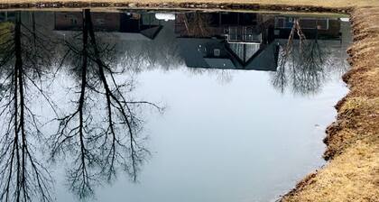 Tranquil 4-bdm log cabin in Port Austin, Private with a fishing pond & Hot tub