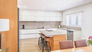 Premium Villa, 3 Bedrooms, Private Pool | Private kitchen | Fridge, microwave, oven, stovetop