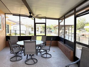 Outdoor dining - Canal front Funhouse with Dock, Game Room & River Adventures (Crystal River)