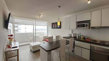 Fridge, microwave, oven, toaster