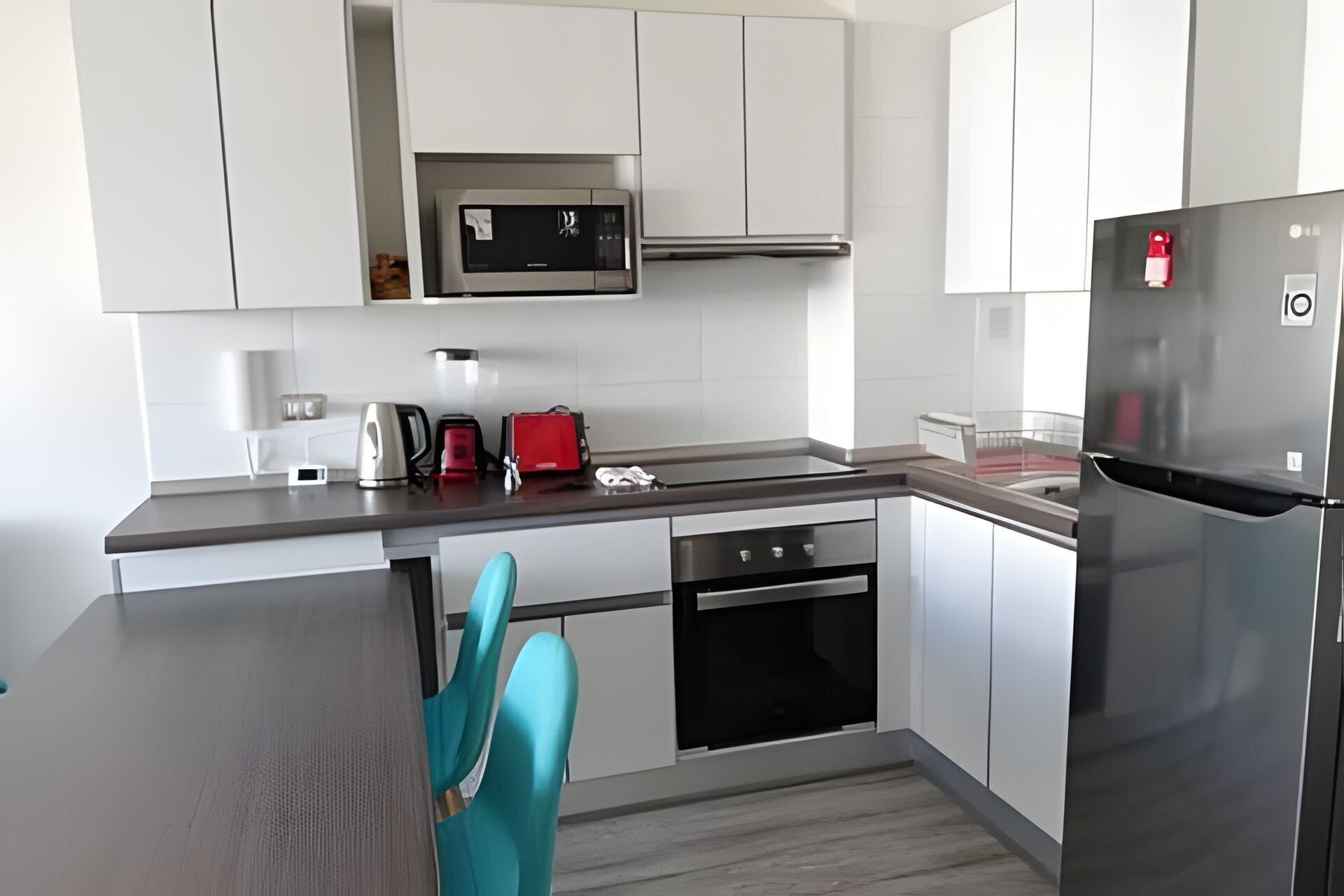 Fridge, microwave, oven, toaster