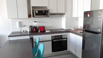 Fridge, microwave, oven, toaster