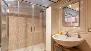 Bidet, soap, toilet paper