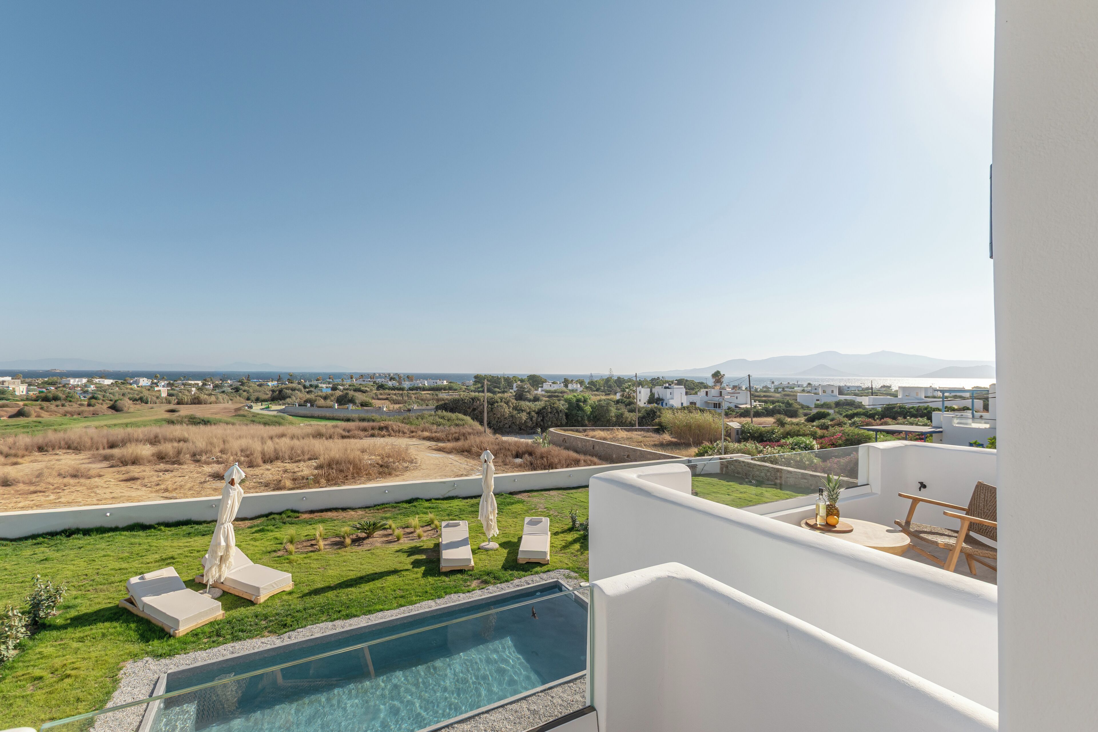 Luxury-Villa, eigener Pool, Meerblick | Blick vom Balkon