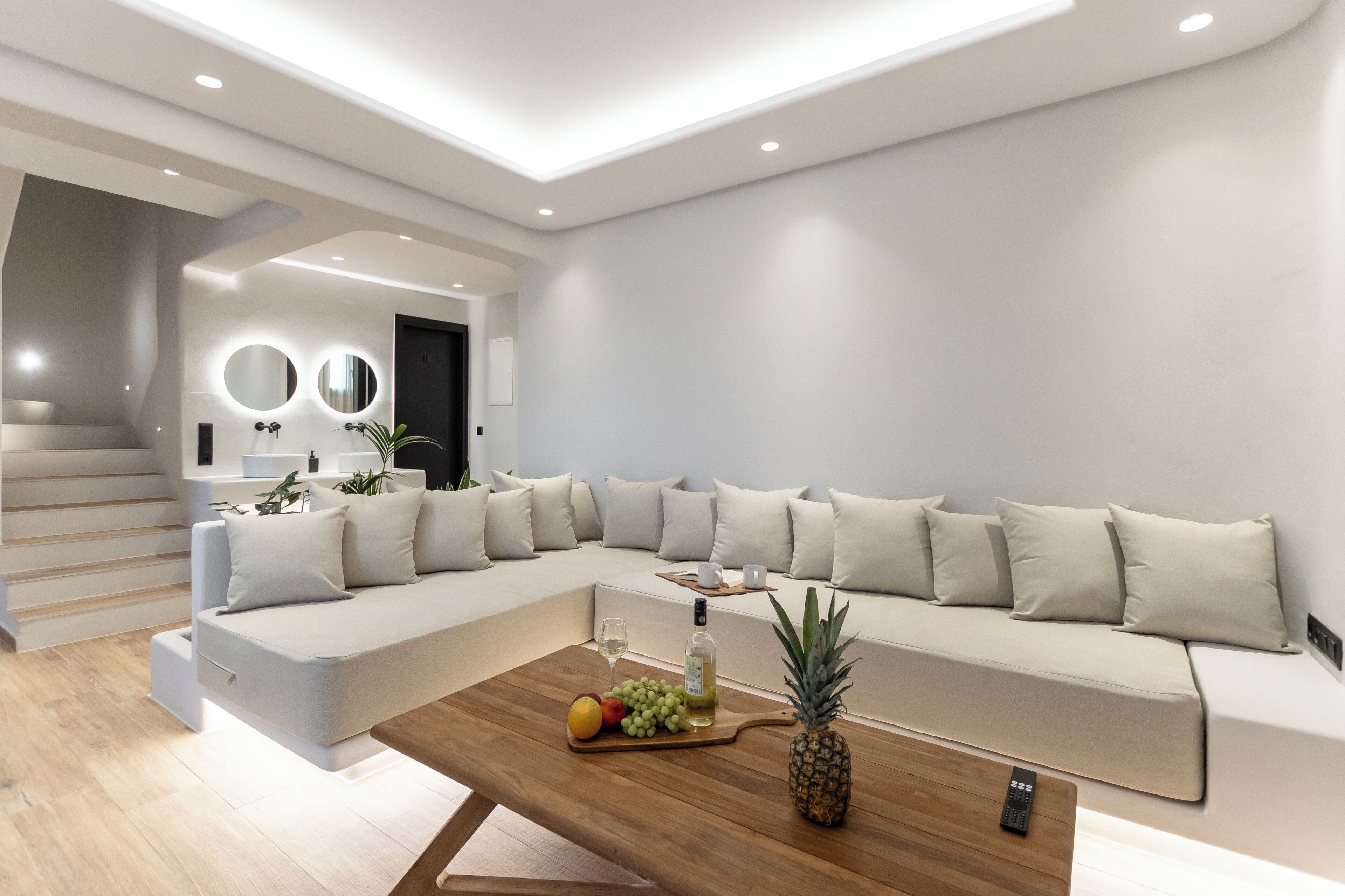 Luxury Villa, Private Pool, Sea View | Living area | 43-inch Smart TV with cable channels