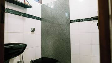 Chambre Double Confort, véranda, vue jardin | Salle de bain